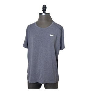 Nike Womens Dri-Fit Running Crew Neck Short Sleeve Gray Athletic Shirt XL